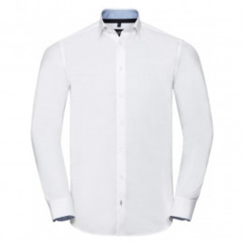 STRETCHSHIRTLSL WHITE/OB/NY S