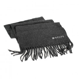 Fringed twill scarf. In cylindrical gift box