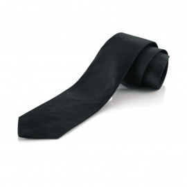 Silk tie with silver label