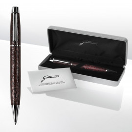 Leather ballpoint pen with twist opening