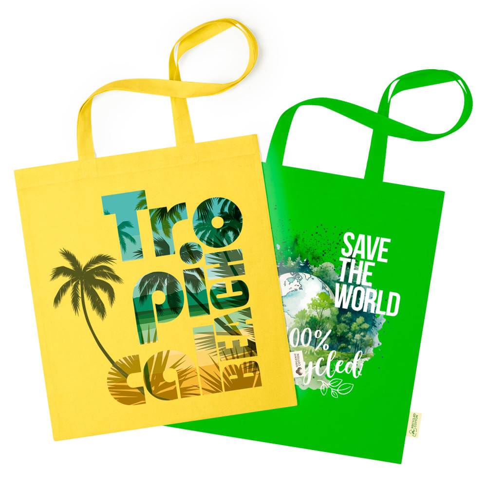 Kit consisting of 2 shopping bags with DTG print. Kit consisting of 2 shopping bags with DTG print.