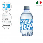 Bottle of Water, Italian source, 330ML with customizable four-color label. Made in Italy