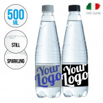Bottle of Water, Italian source, 500ML with customizable four-color label. Pyramid version. Made in Italy