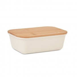 Lunch box with bamboo lid