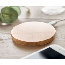 Round wireless charger bamboo