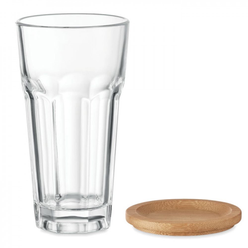 Glass with bamboo lid/coaster Glass with bamboo lid/coaster