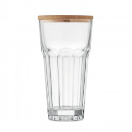 Glass with bamboo lid/coaster