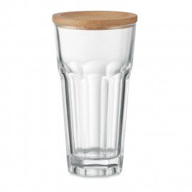 Glass with bamboo lid/coaster