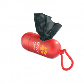 Container for pet bag w/ hook