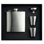 Slim hip flask w 2 cups set