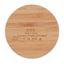 Round wireless charger bamboo