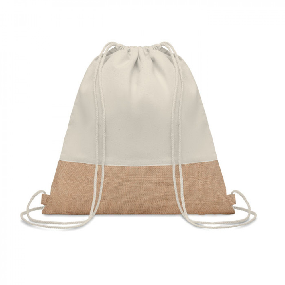 Drawstring bag w/ jute details Drawstring bag w/ jute details