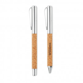 Metal Ball pen set in cork box