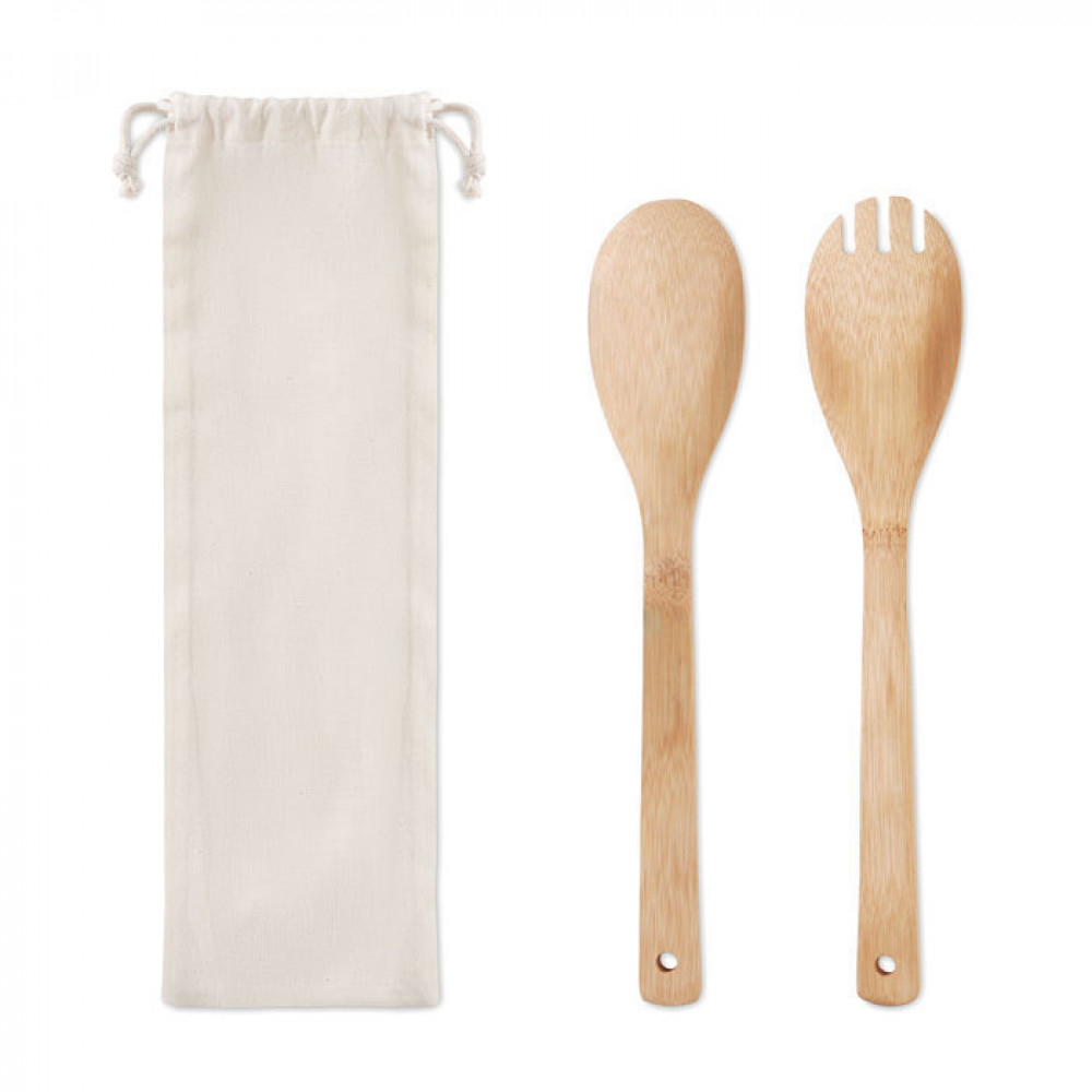 Set bamboo utensils salad Set bamboo utensils salad