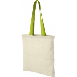 Nevada 100 g/m² cotton tote bag coloured handles