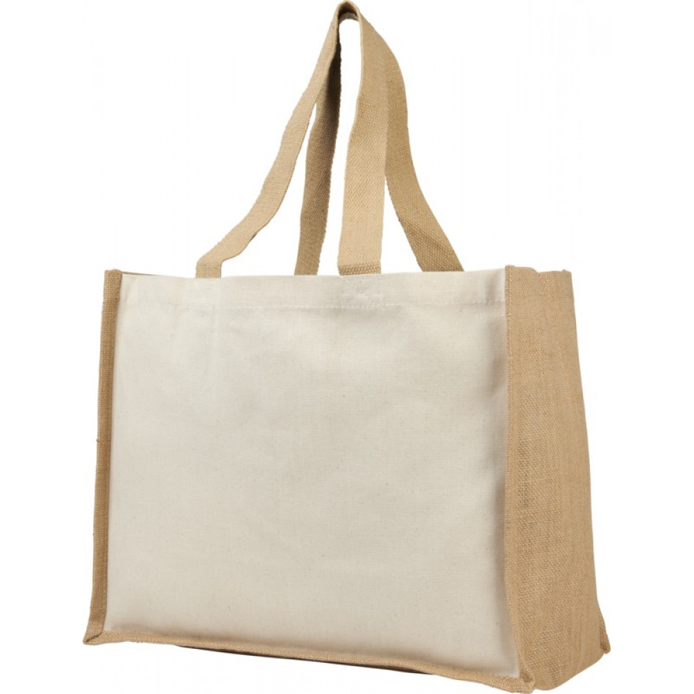 Varai 320 g/m² canvas and jute shopping tote bag