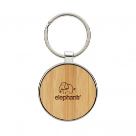 RCS recycled zinc alloy round keychain with bamboo
