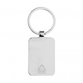 RCS recycled zinc alloy rectangle keychain with bamboo