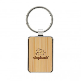 RCS recycled zinc alloy rectangle keychain with bamboo