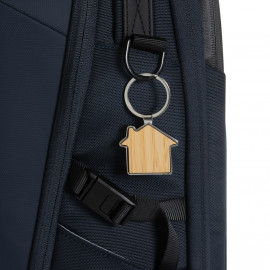 RCS recycled zinc alloy house keychain with bamboo