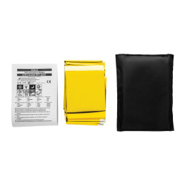 Solra emergency blanket in RCS recycled RPET pouch