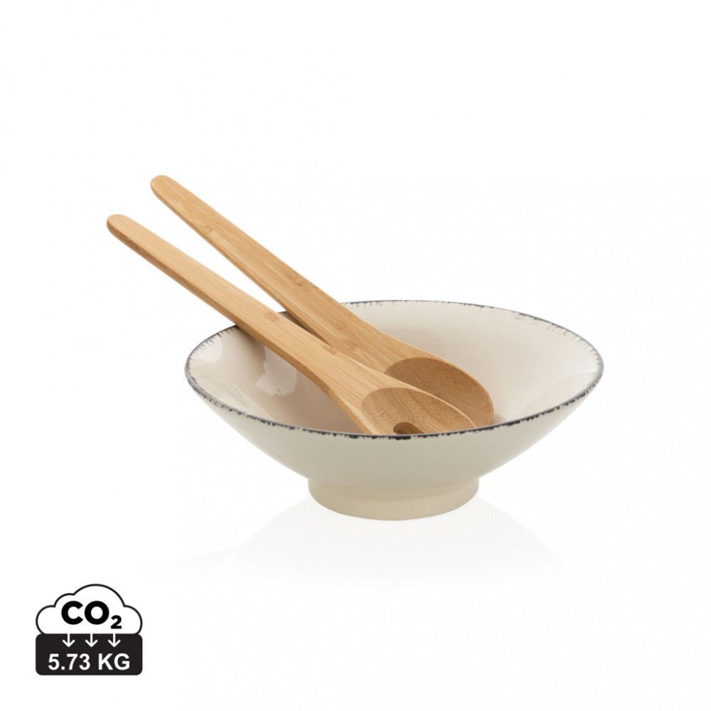 Ukiyo salad bowl with bamboo salad server Ukiyo salad bowl with bamboo salad server