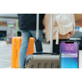 Globefind RCSrPolyester luggage tag with worldwide locating