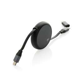 Terra RCS recycled aluminium retractable 240W 2-in-1 cable
