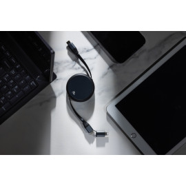 Terra RCS recycled aluminium retractable 240W 2-in-1 cable