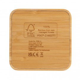 FSC® certified bamboo 5W wireless charger with USB