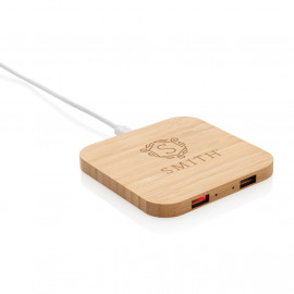 FSC® certified bamboo 5W wireless charger with USB