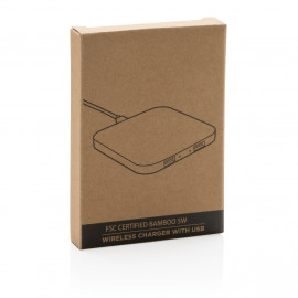 FSC® certified bamboo 5W wireless charger with USB