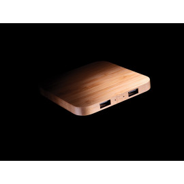 Bamboo 10W wireless charger with USB
