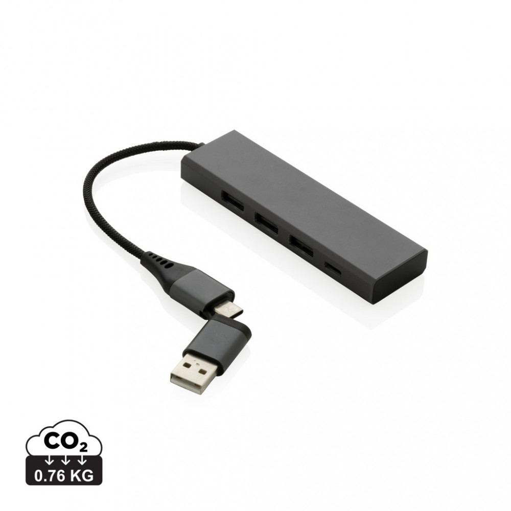Terra RCS recycled aluminium hub with 3 USB ports Terra RCS recycled aluminium hub with 3 USB ports