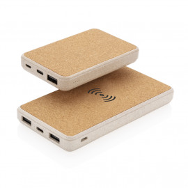 Преносима батерия с безжично зарядно "Cork" 8.000 mAh 5W 