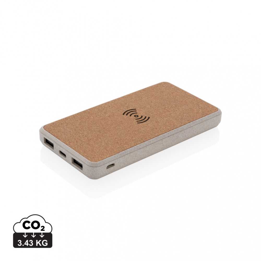 Преносима батерия с безжично зарядно "Cork" 8.000 mAh 5W Преносима батерия с безжично зарядно "Cork" 8.000 mAh 5W