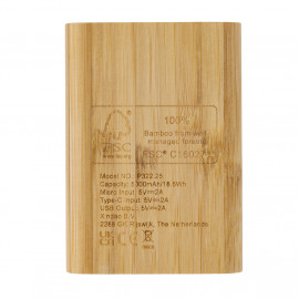FSC® certified bamboo 5.000 mAh powerbank