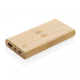 FSC®certified bamboo 8.000 mAh 5W wireless powerbank