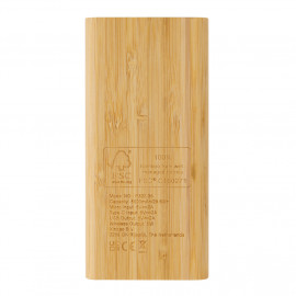 FSC®certified bamboo 8.000 mAh 5W wireless powerbank