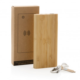 FSC®certified bamboo 8.000 mAh 5W wireless powerbank
