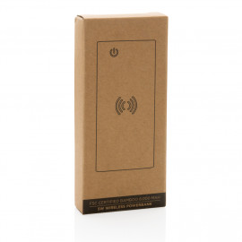 FSC®certified bamboo 8.000 mAh 5W wireless powerbank