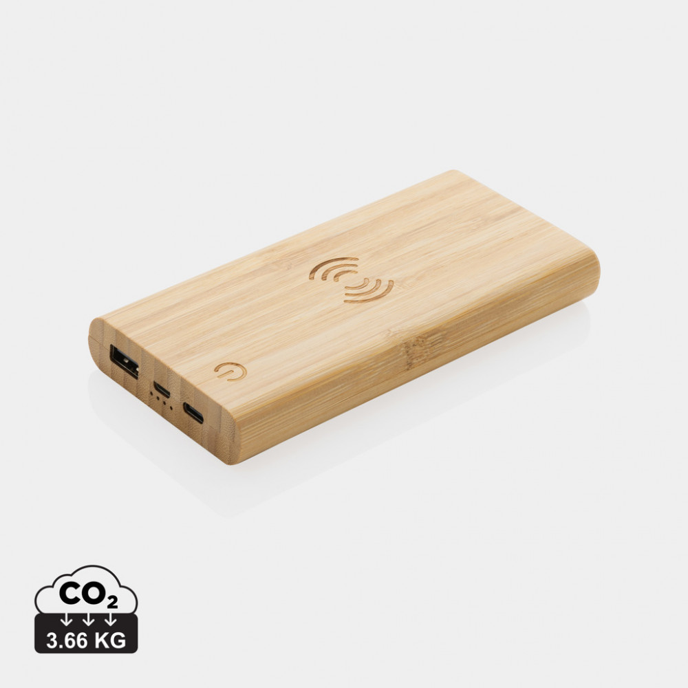 FSC®certified bamboo 8.000 mAh 5W wireless powerbank