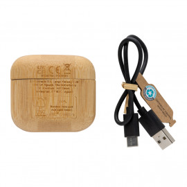 RCS recycled plastic & bamboo TWS earbuds