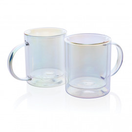 Deluxe double wall electroplated glass mug