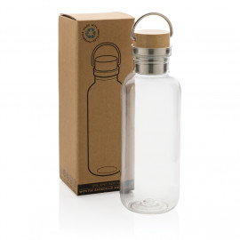 GRS RPET bottle with FSC bamboo lid and handle