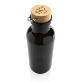 GRS RPET bottle with FSC bamboo lid and handle