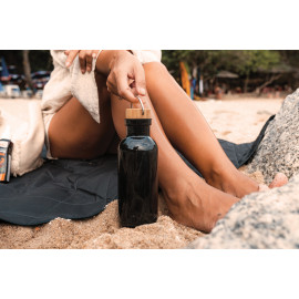 GRS RPET bottle with FSC bamboo lid and handle