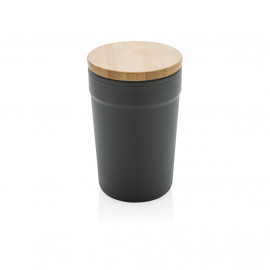 GRS certified recycled PP mug with bamboo lid