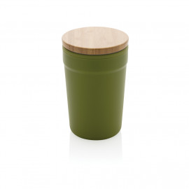 GRS certified recycled PP mug with bamboo lid