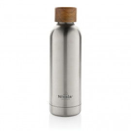 Wood RCS certified recycled stainless steel vacuum bottle